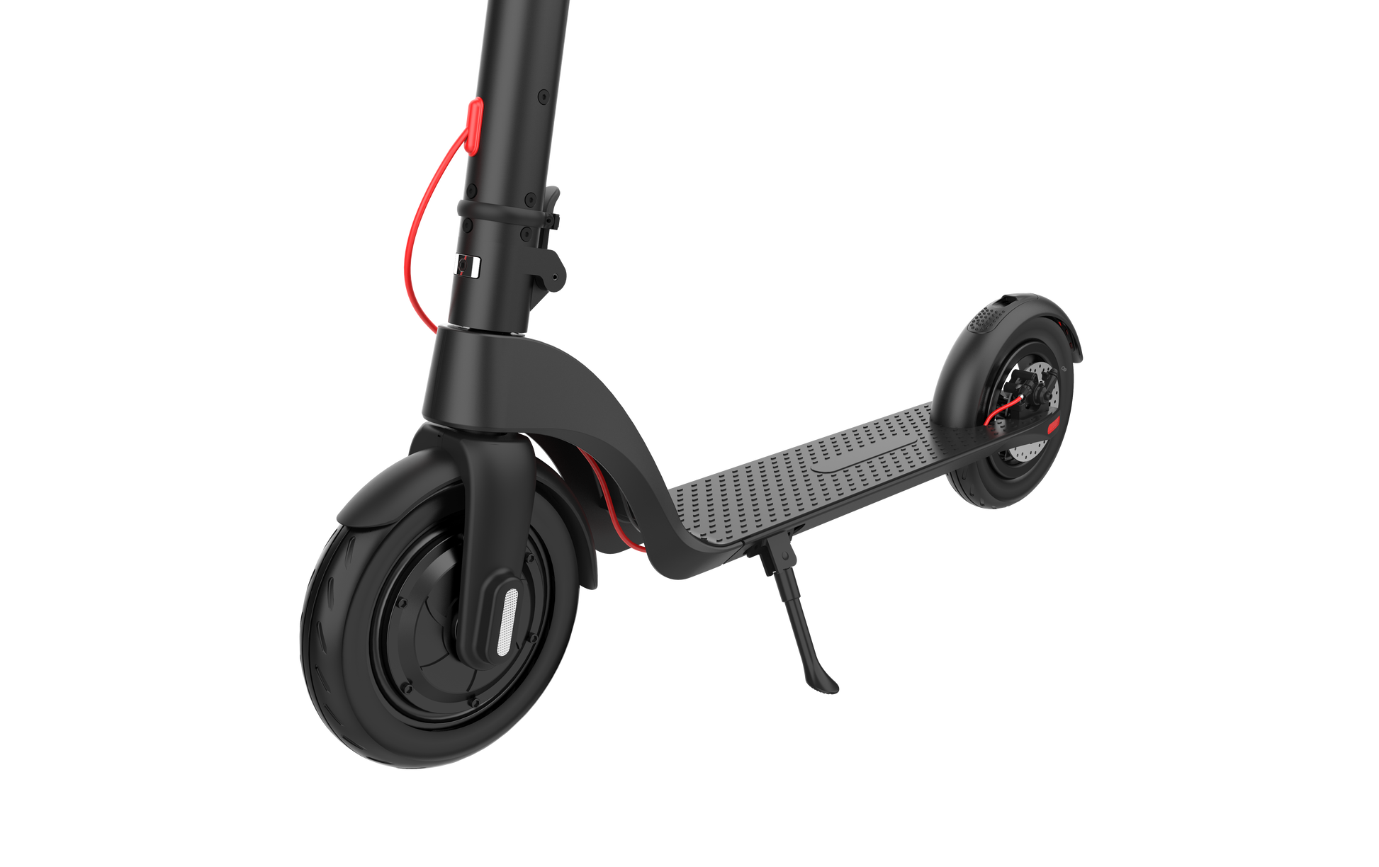 X7 Pro electric scooter front view showcasing compact design and durable wheels.